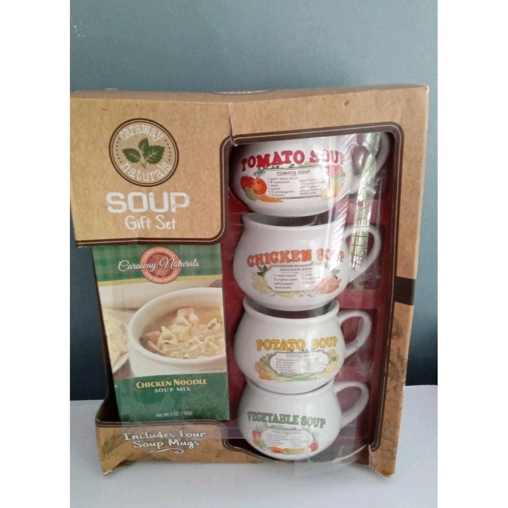 Caraway Naturals Soup Gift Set With Chicken Noodle Soup Mix & Ceramic Bowls
